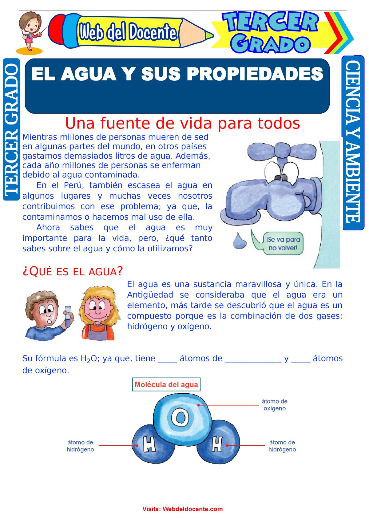 El Agua Y Sus Propiedades Para Tercer Grado De Primaria Una Fuente De Vida Para Todos Mientras