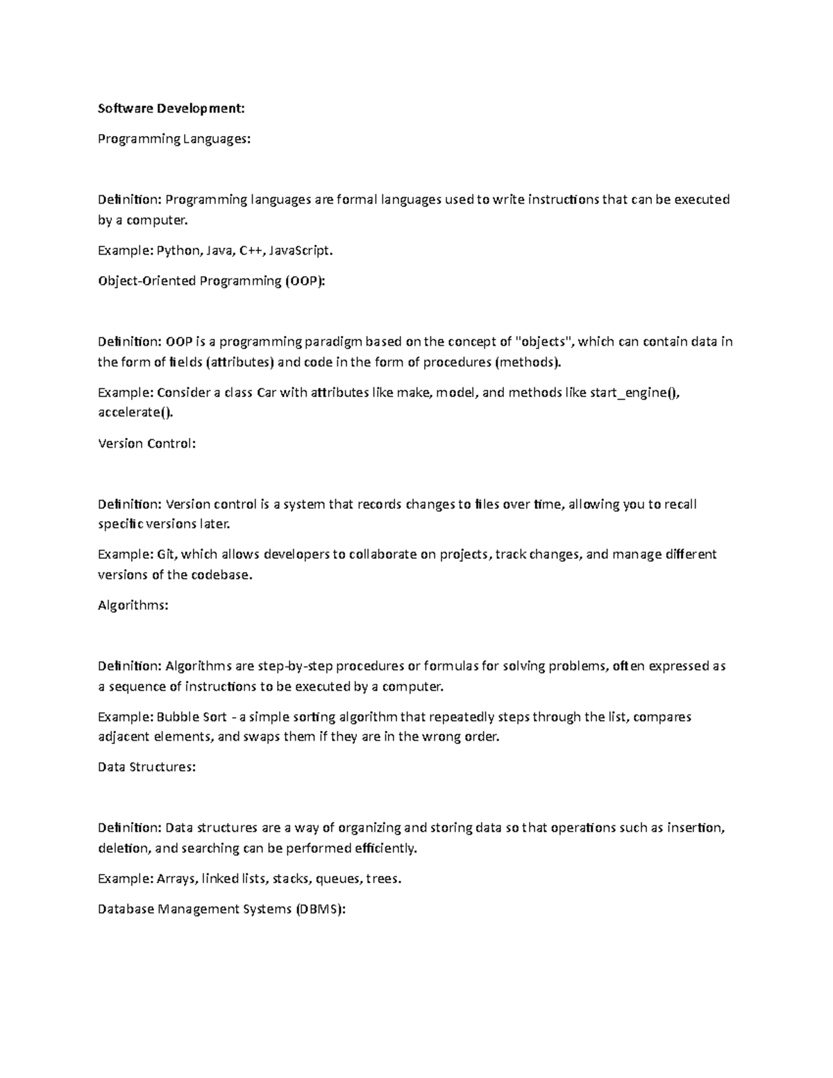 Comprehensive Notes on Software Development - Software Development ...