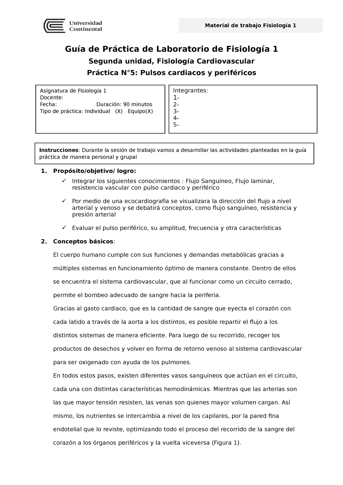 Guia N° 5 Guia Guía De Práctica De Laboratorio De Fisiología 1