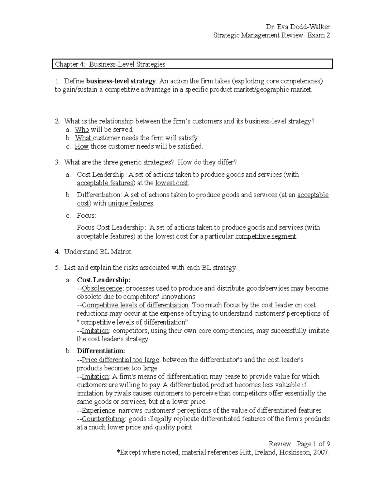 Review SM Exam 2 - Study guide - Strategic Management Review Exam 2 ...