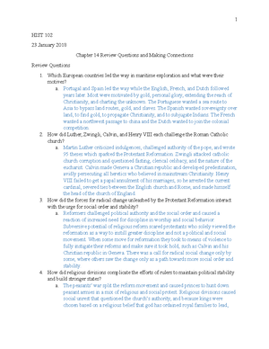 Chapter 18 - 1 HIST 102 6 February 2018 Chapter 18 Review Questions and ...