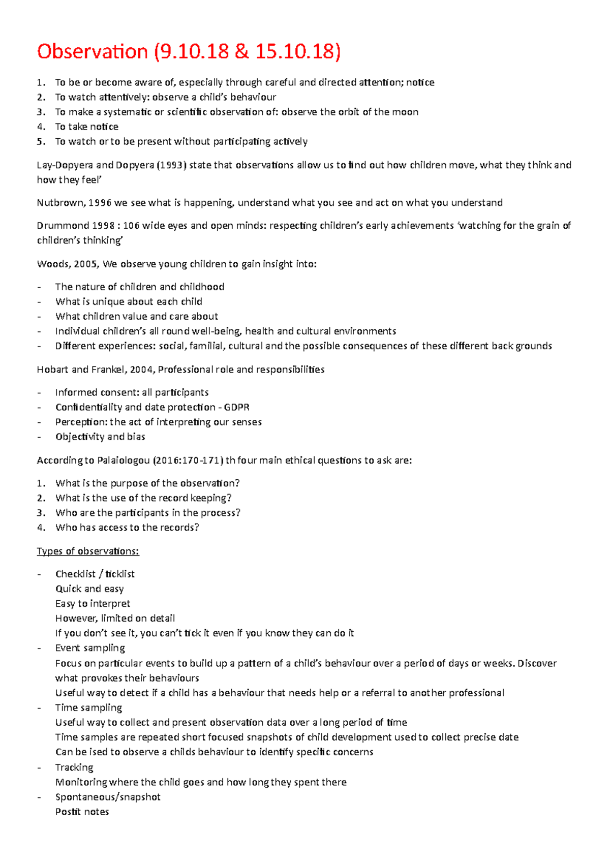 Observation methods - Observation (9.10 15.10) 1. 2. 3. 4. 5. To be or ...