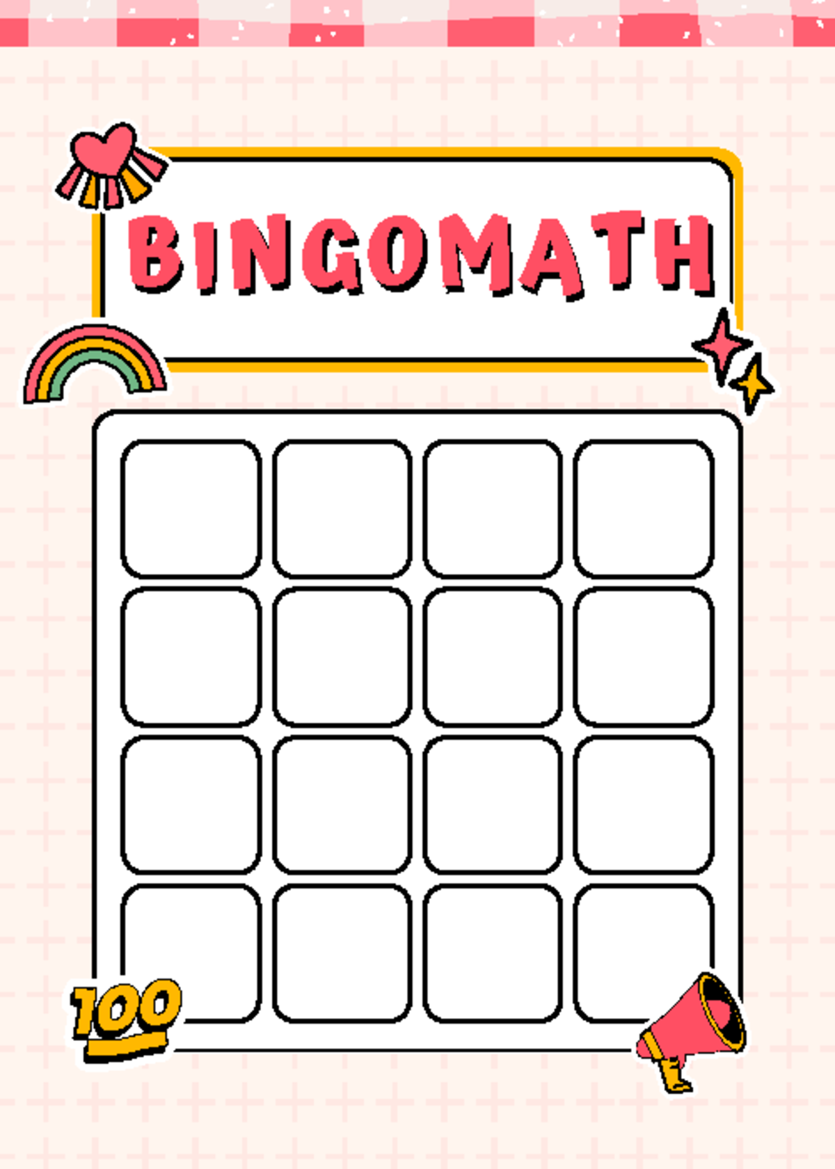Pink and Yellow Cute Bingo Card - matemática, biotecnología - BINGOMATH ...