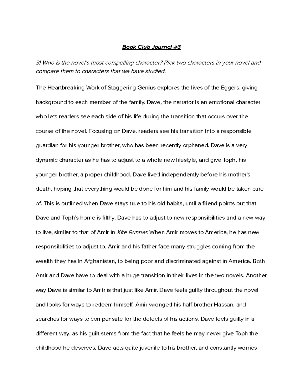 Book Club Notes - Book Club Journal # Who is the novel’s most ...