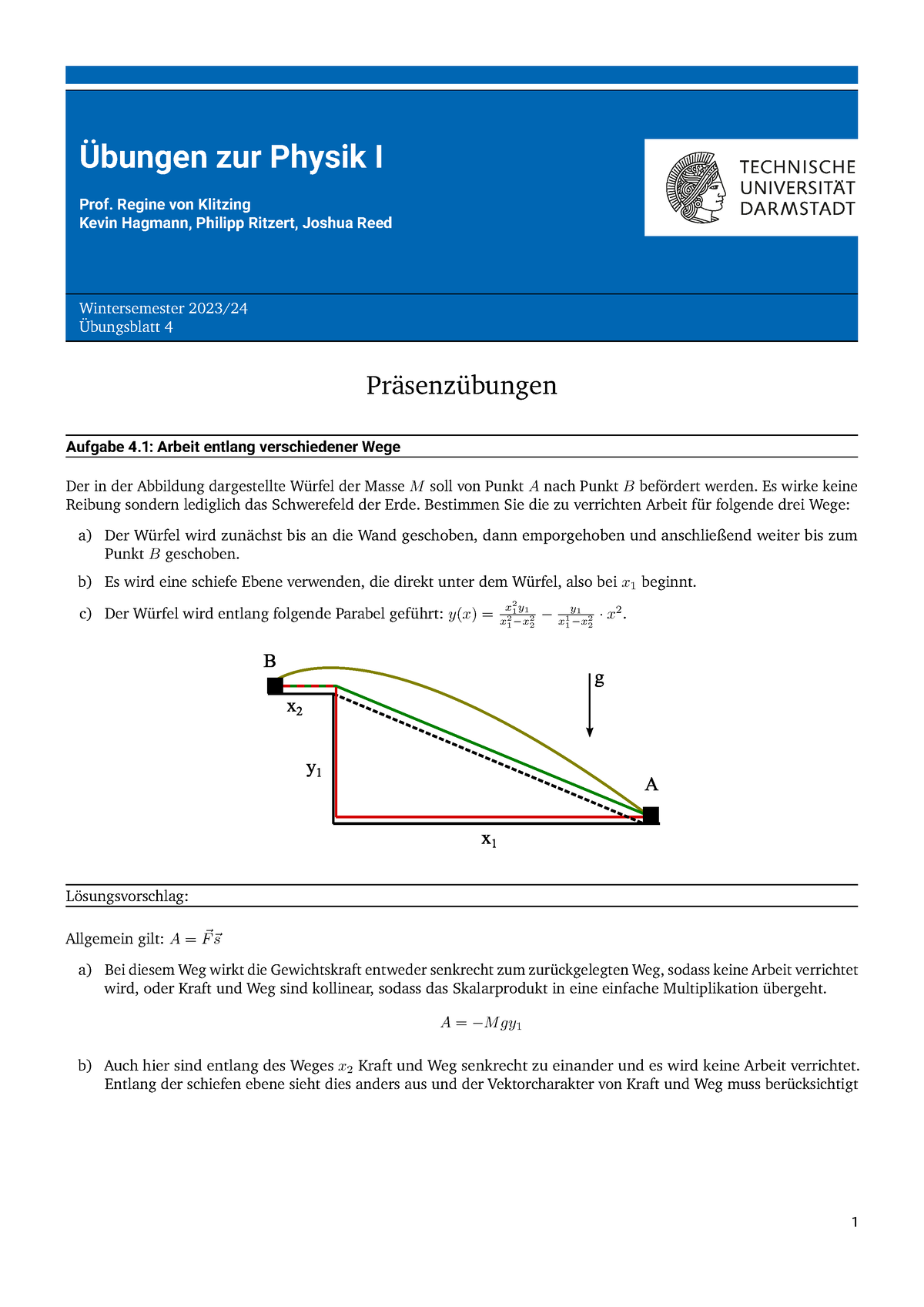 Bungsblatt L Sung Bung Bungen Zur Physik I Prof Regine Von Klitzing Kevin Hagmann