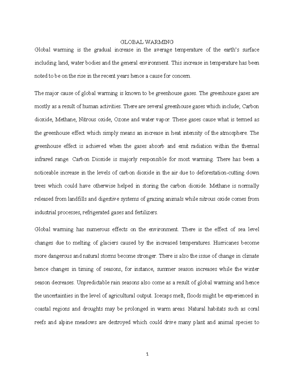 Global warming these are summarries for topical issues in geography