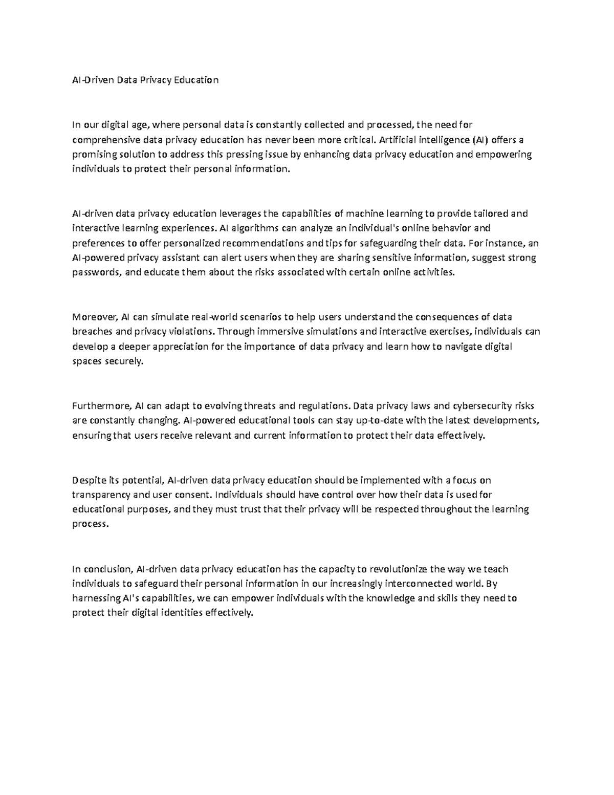 AI7 - Artificial Intelligence (AI) has emerged as a transformative ...