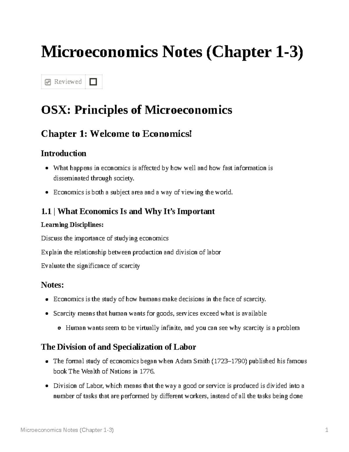 Microeconomics Notes (Chapter 1-3) - Microeconomics Notes (Chapter 1-3 ...