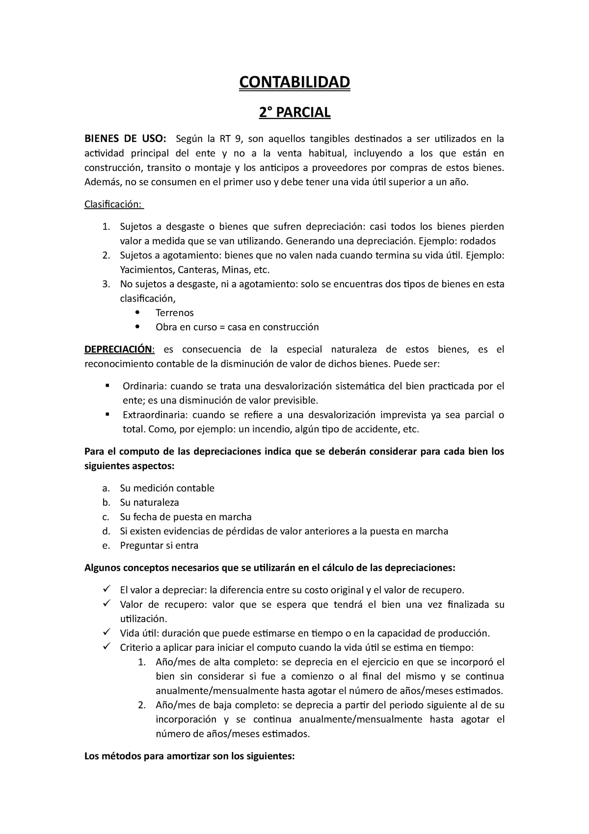 Contabilidad 2° Parcial Contabilidad 2° Parcial Bienes De Uso Según La Rt 9 Son Aquellos 2493