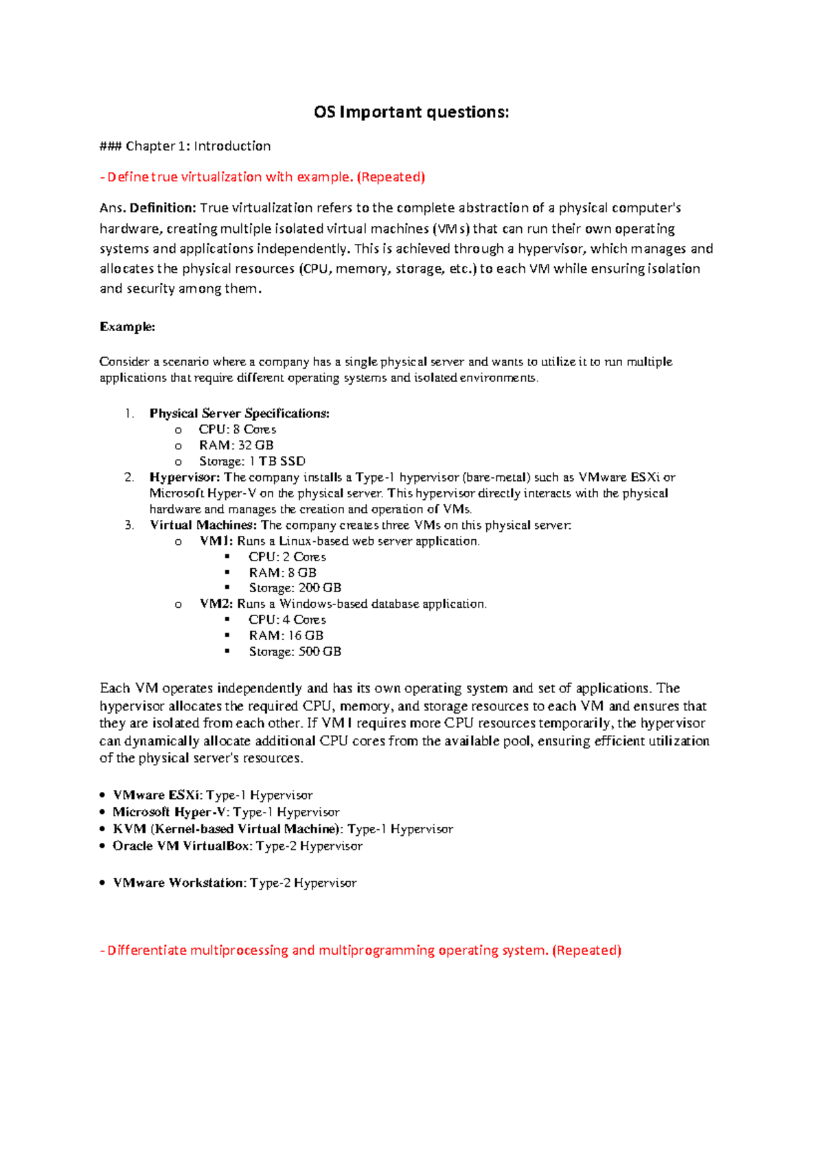 OS Important questions - OS Important questions: ### Chapter 1 ...