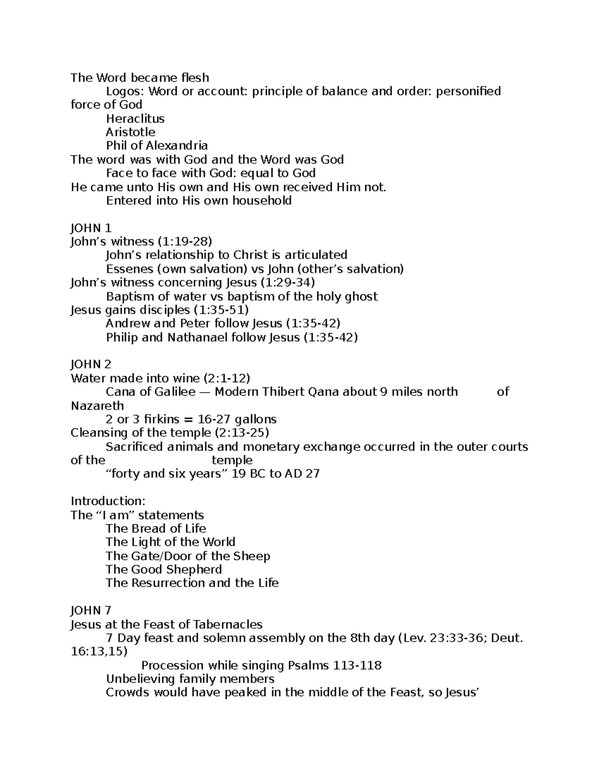 New Testament Notes - The Word became flesh Logos: Word or account ...