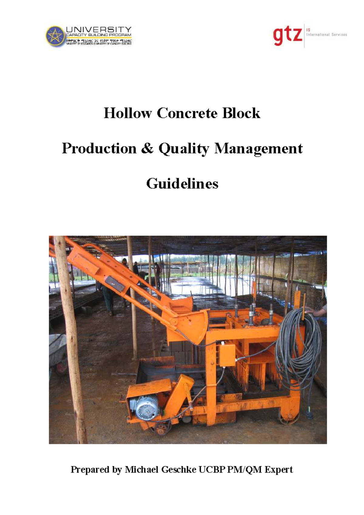 HCB Manual Gtz 2008 - Hollow Concrete Block Production & Quality ...