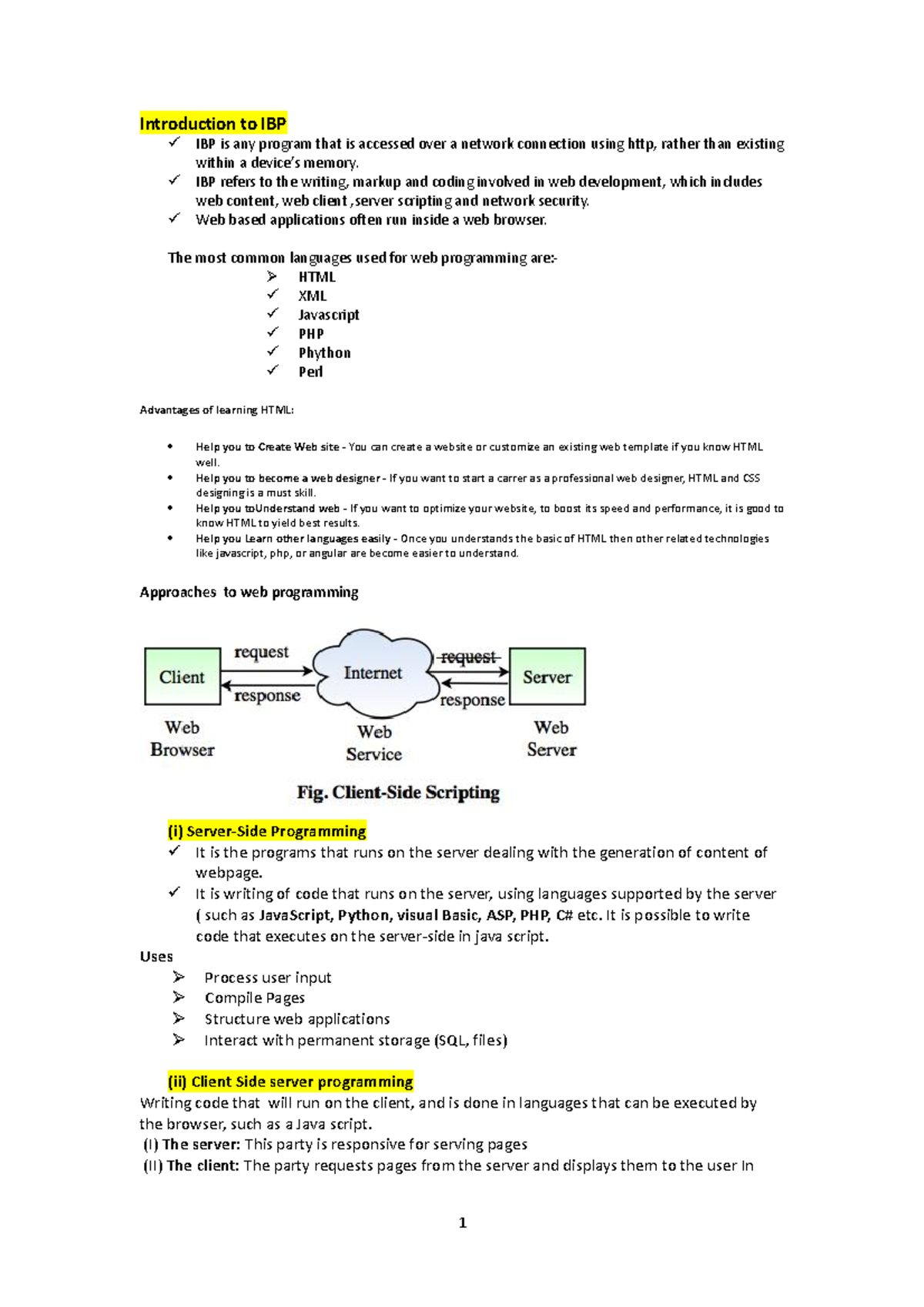 Introduction to ibp notes - Introduction to IBP IBP is any program that ...