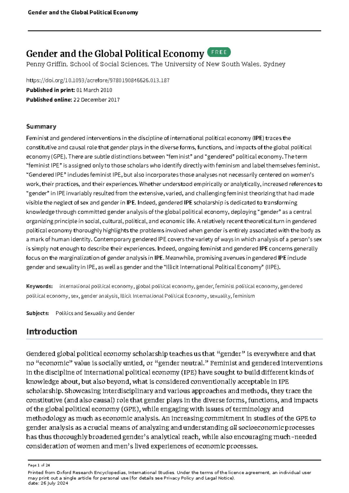 Gender and the Global Political Economy - Page 1 of 24 Printed from ...