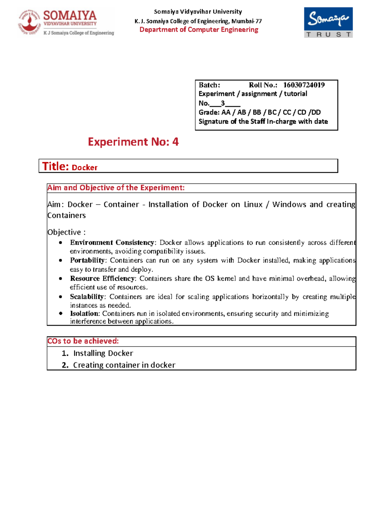 Experiment-4 - Experiment-4 - K. J. Somaiya College of Engineering ...