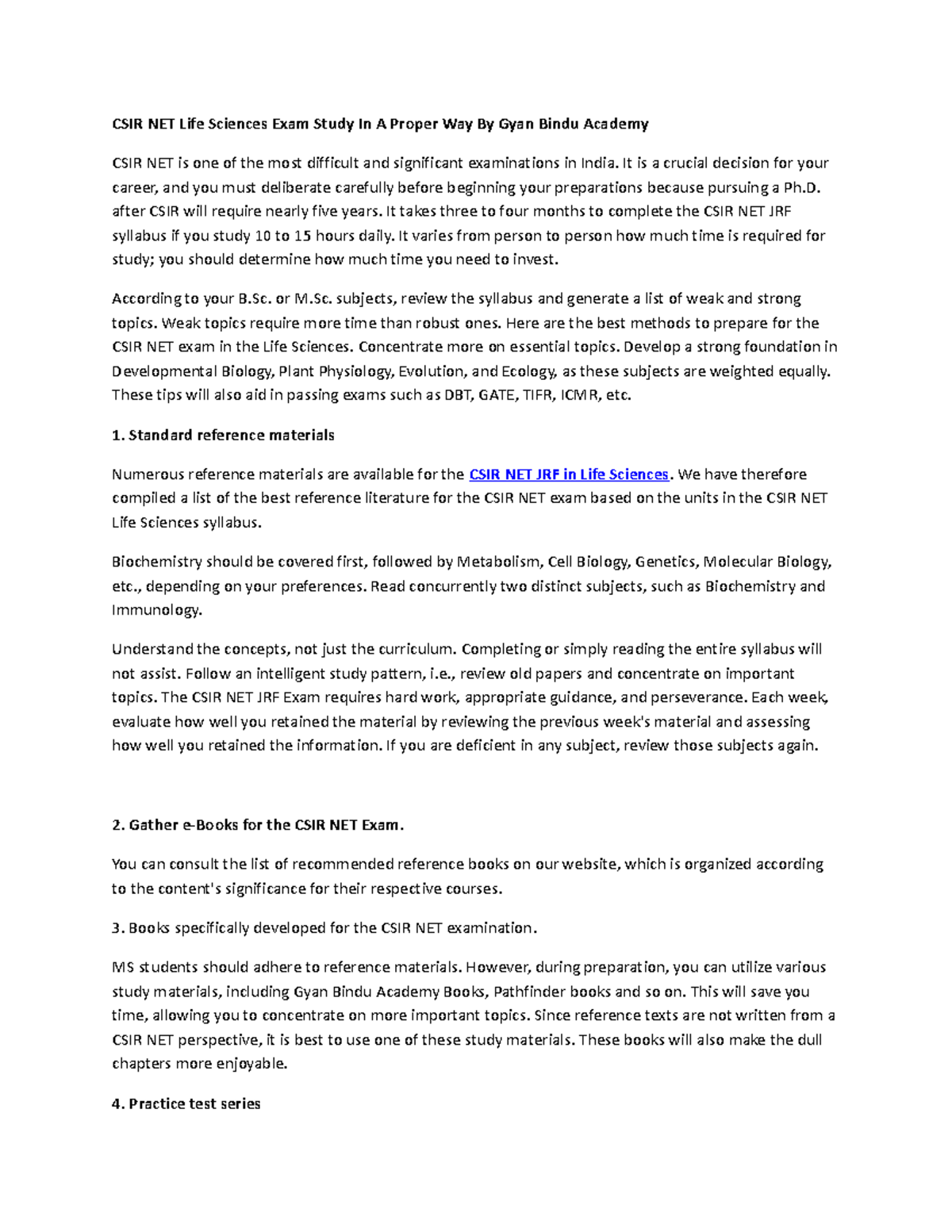CSIR NET Life Sciences Exam Study In A Proper Way By Gyan Bindu Academy ...