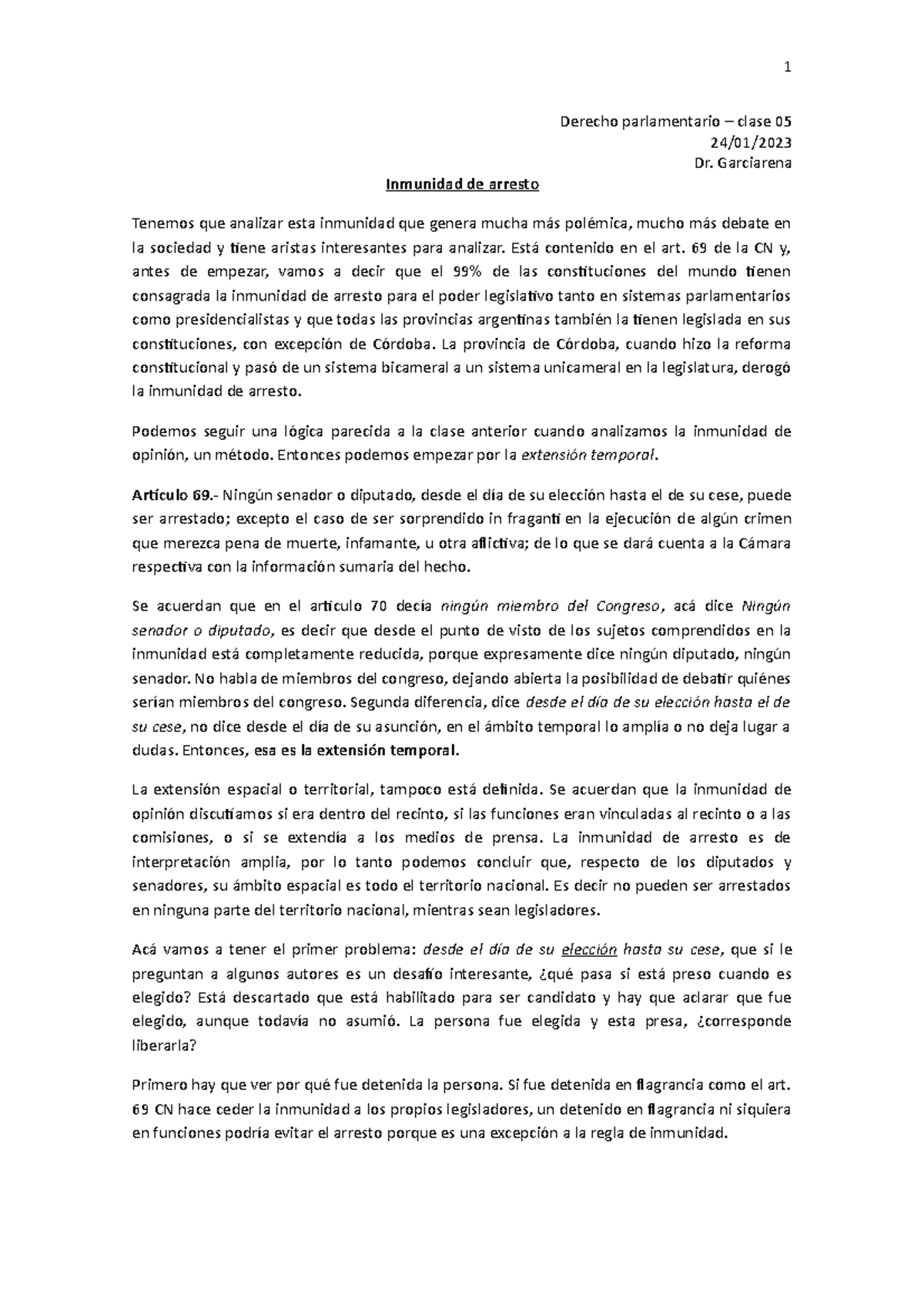 Parlamentario 05 - 24-01-23 - 1 Derecho Parlamentario – Clase 05 24/01 ...