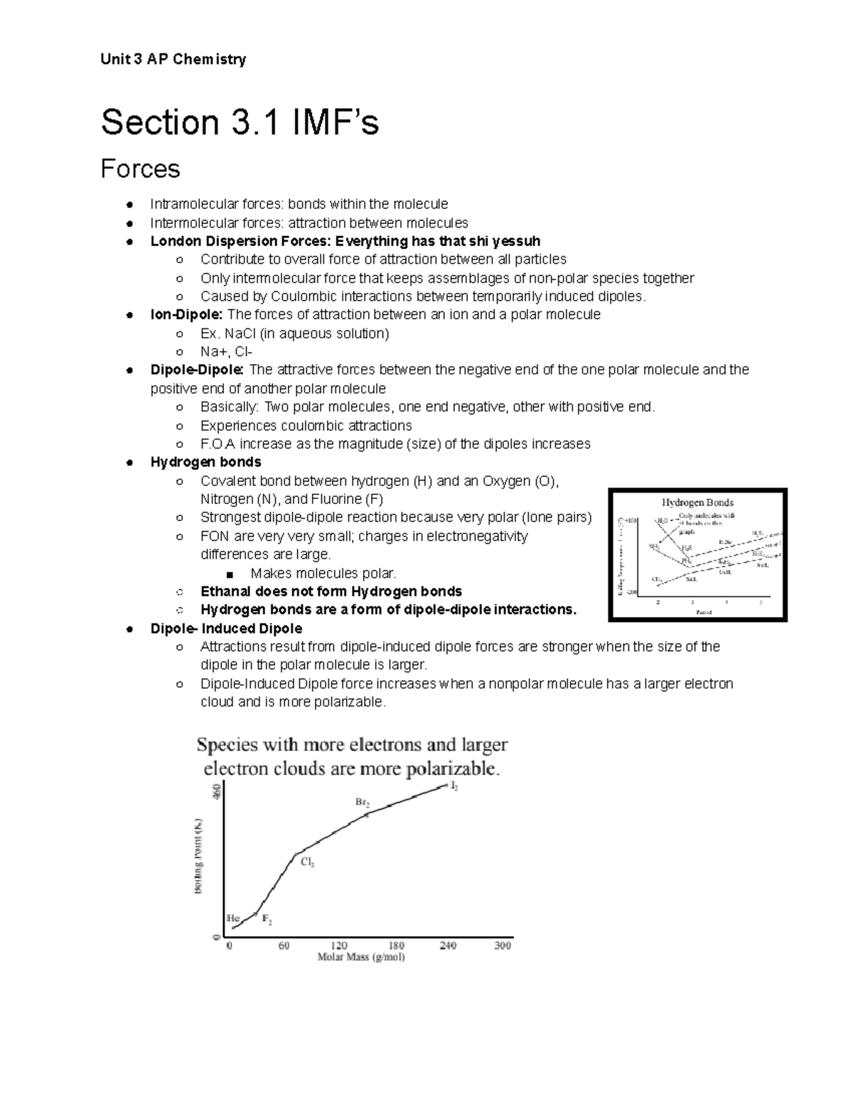 Chem Notes Unit 3 - Unit 3 Ch - Unit 3 AP Chemistry Section 3 IMF’s ...