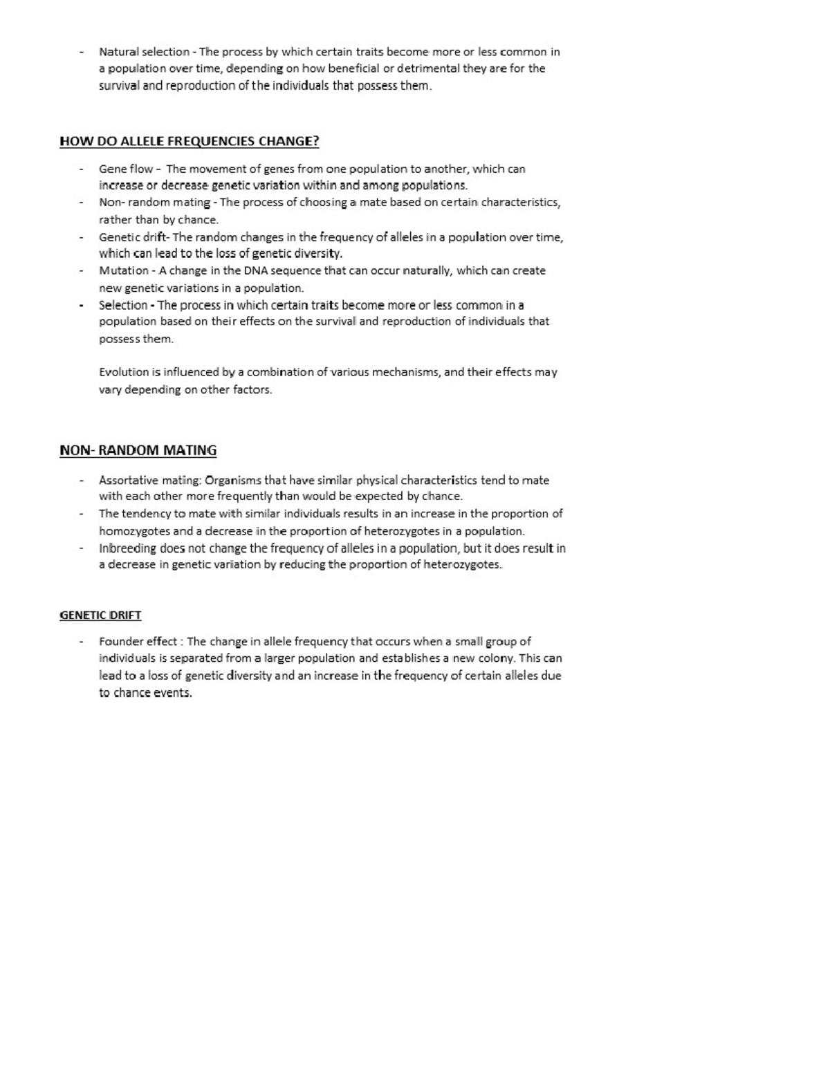 2nd page of Lecture 7-Introduction to Evolutionary Biology my own notes ...