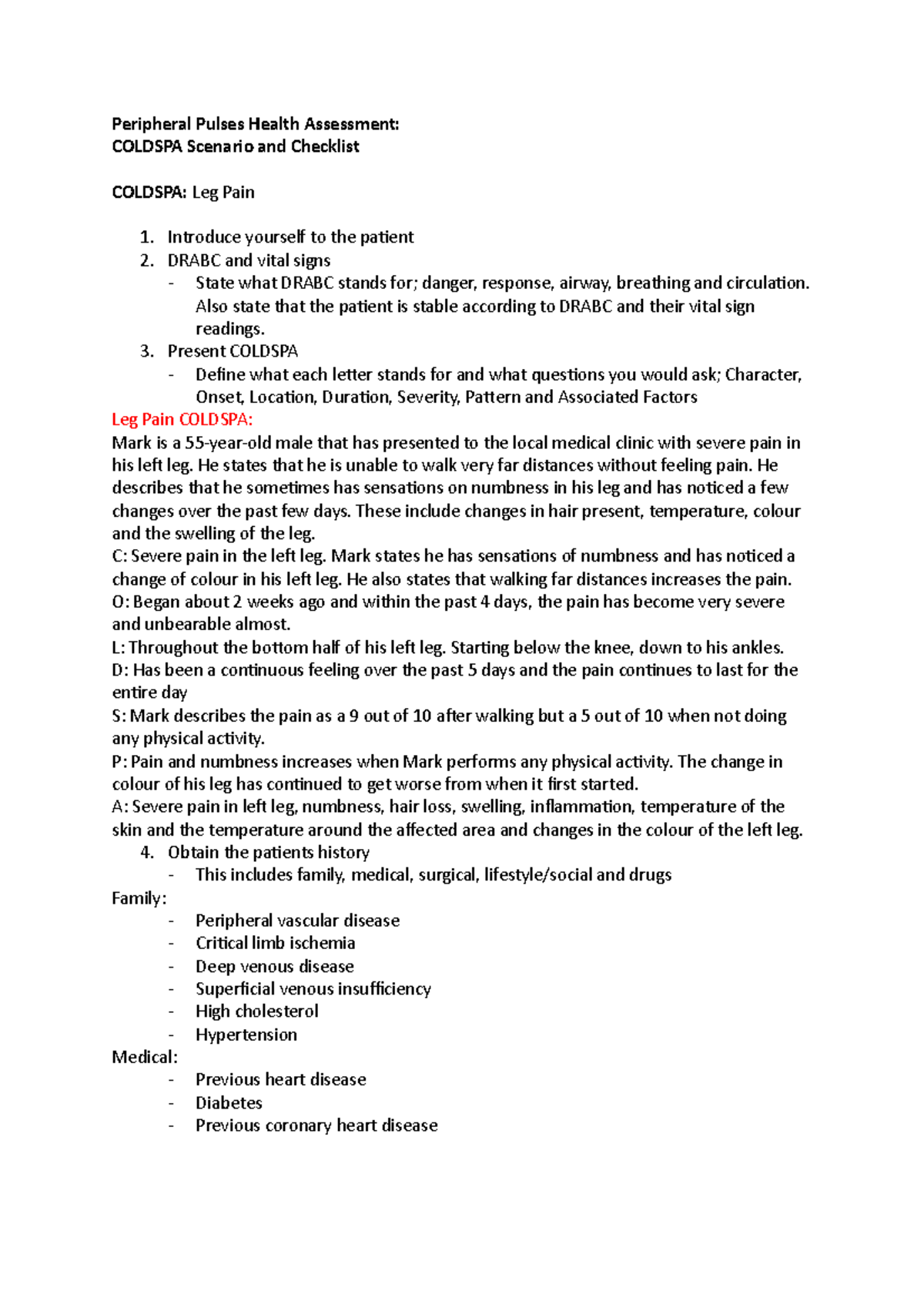 Peripheral Pulses Health Assessment Peripheral Pulses Health