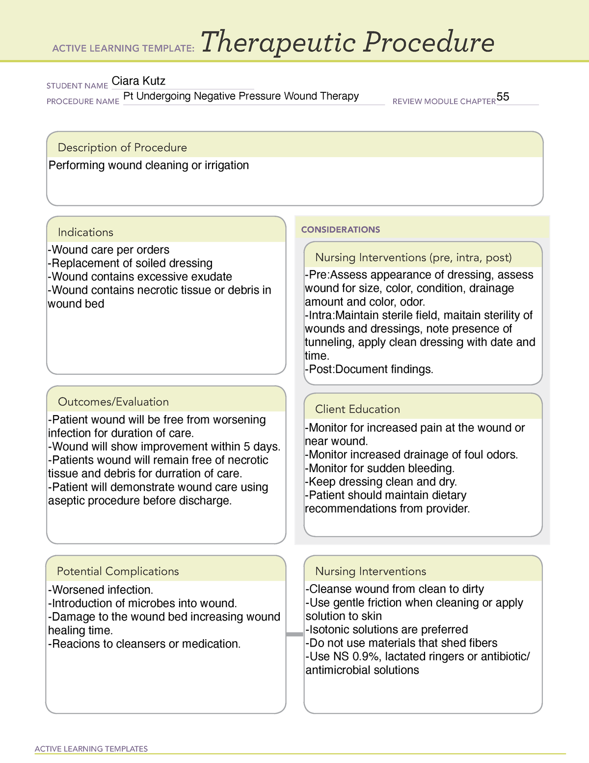 Negative Pressure Wound Therapy Nurs 340 Active Learning Templates