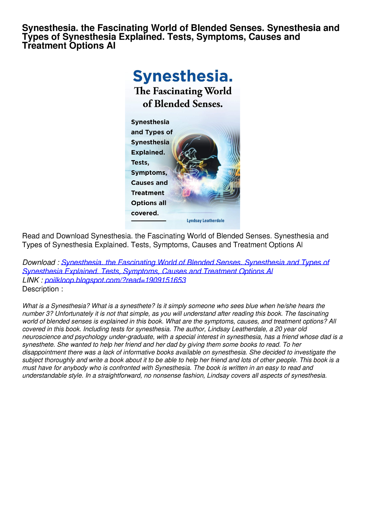 Download [pdf] Synesthesia The Fascinating World Of Blended Senses Synesthesia Synesthesia