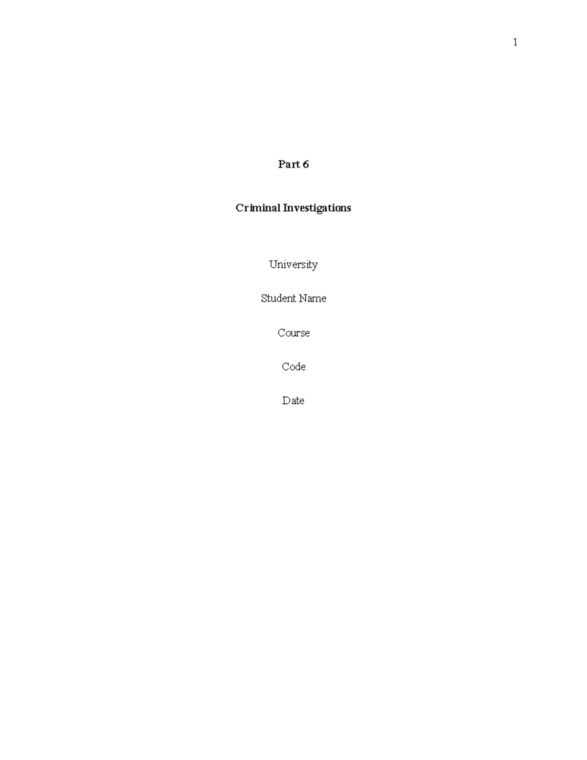 Criminal Investigations Assignment ed - Part 6 Criminal Investigations ...