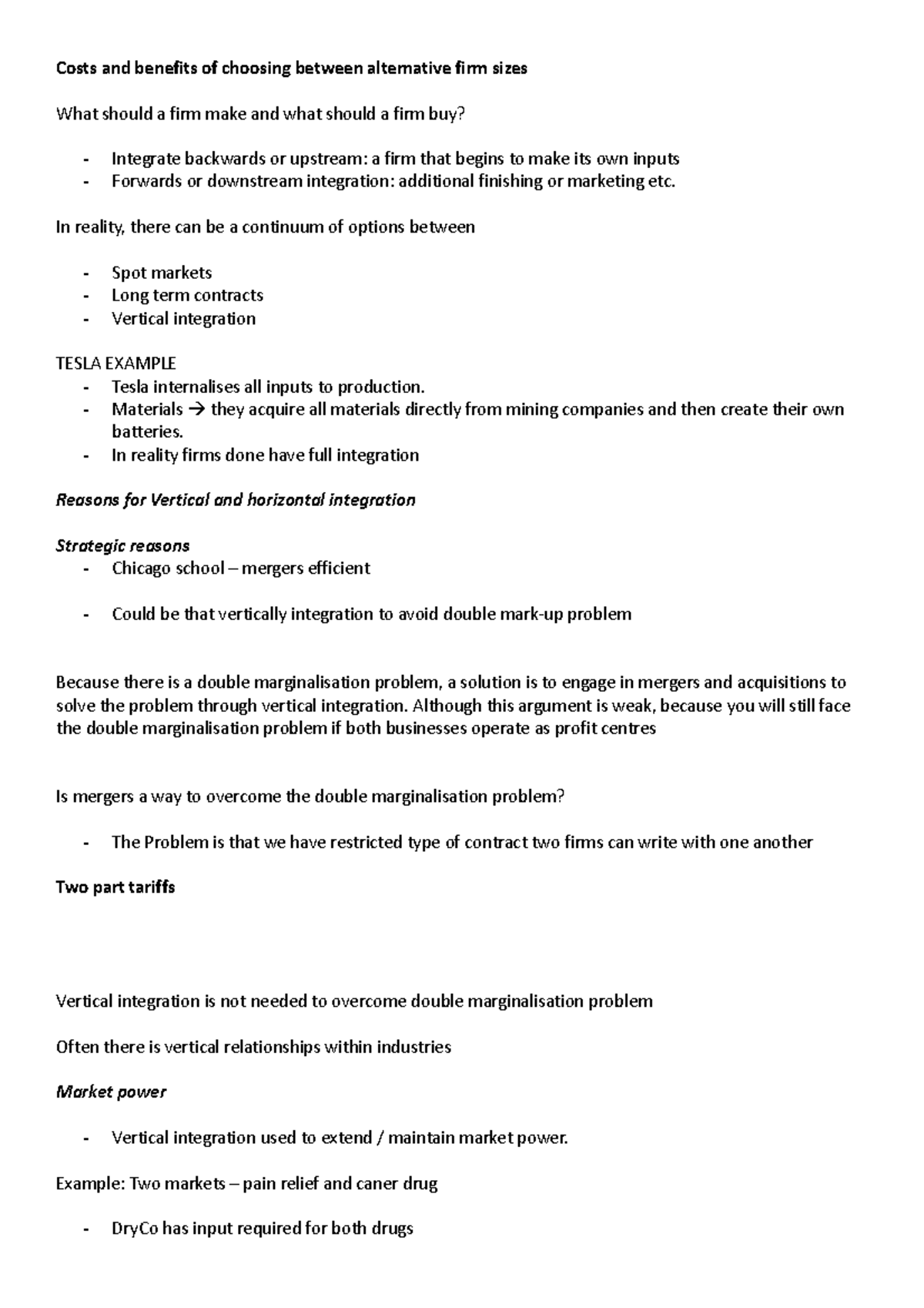 Week9 w9 lecture notes Costs and benefits of choosing between