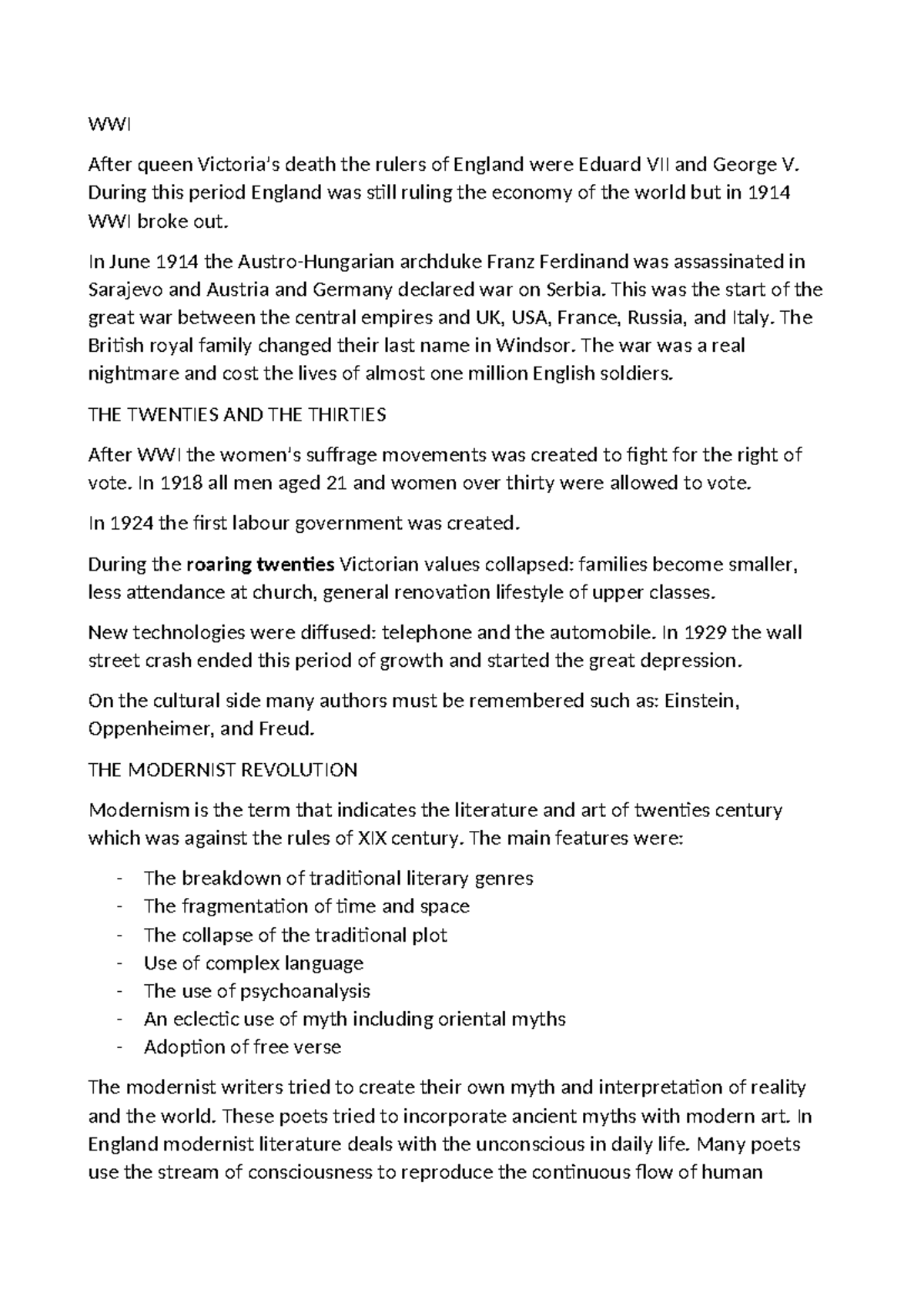 seconda guerra mondiale inglese WWI After queen Victoria’s death the