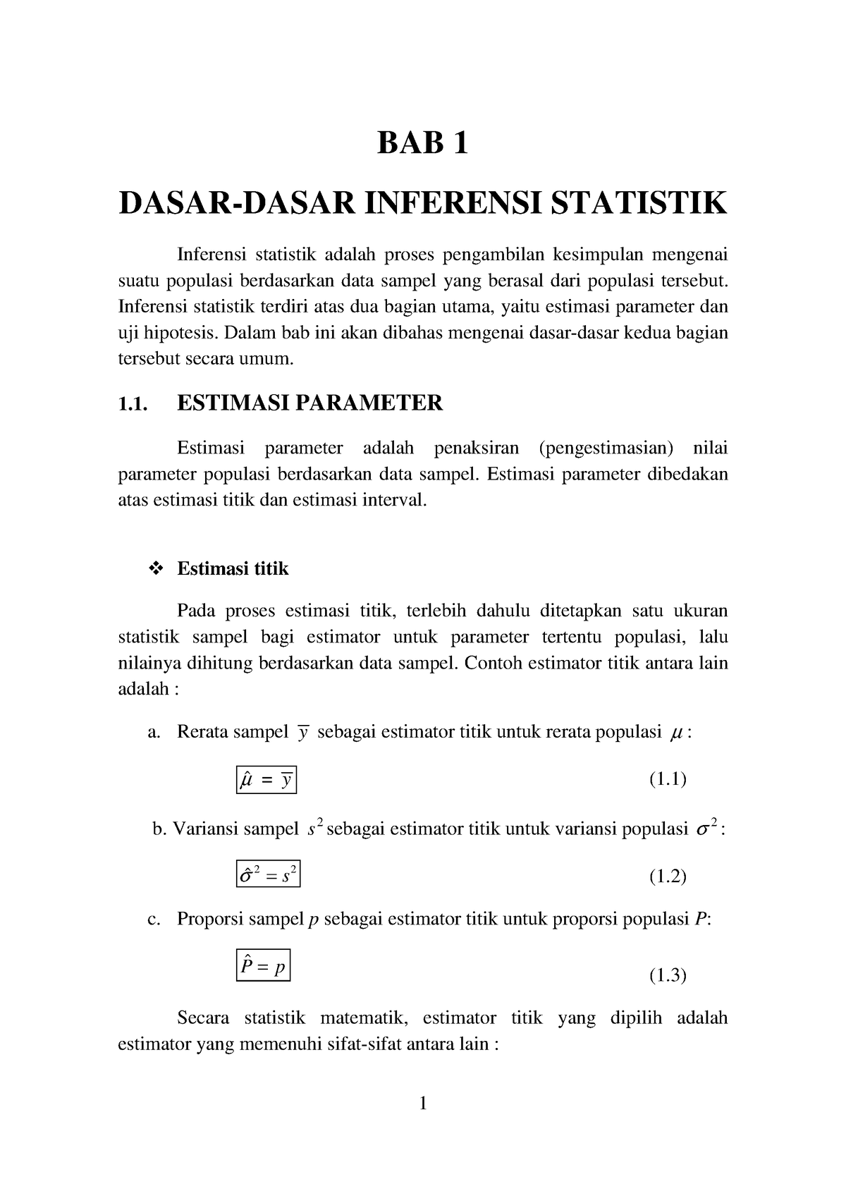 Dasar- Dasar Inferensi Statistik - BAB 1 DASAR-DASAR INFERENSI ...