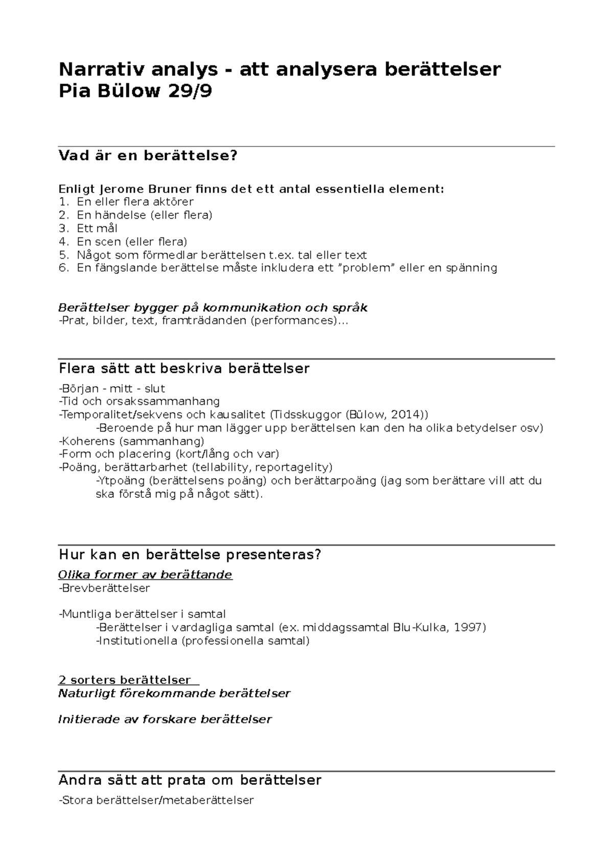 Föreläsning - Narrativ Analys - Narrativ Analys - Att Analysera ...