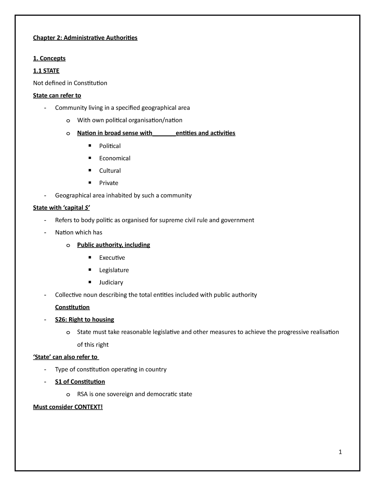 Chapter 2 Lecture Notes Chapter 2 Administrative Authorities Concepts 1 State Not Defined 2913