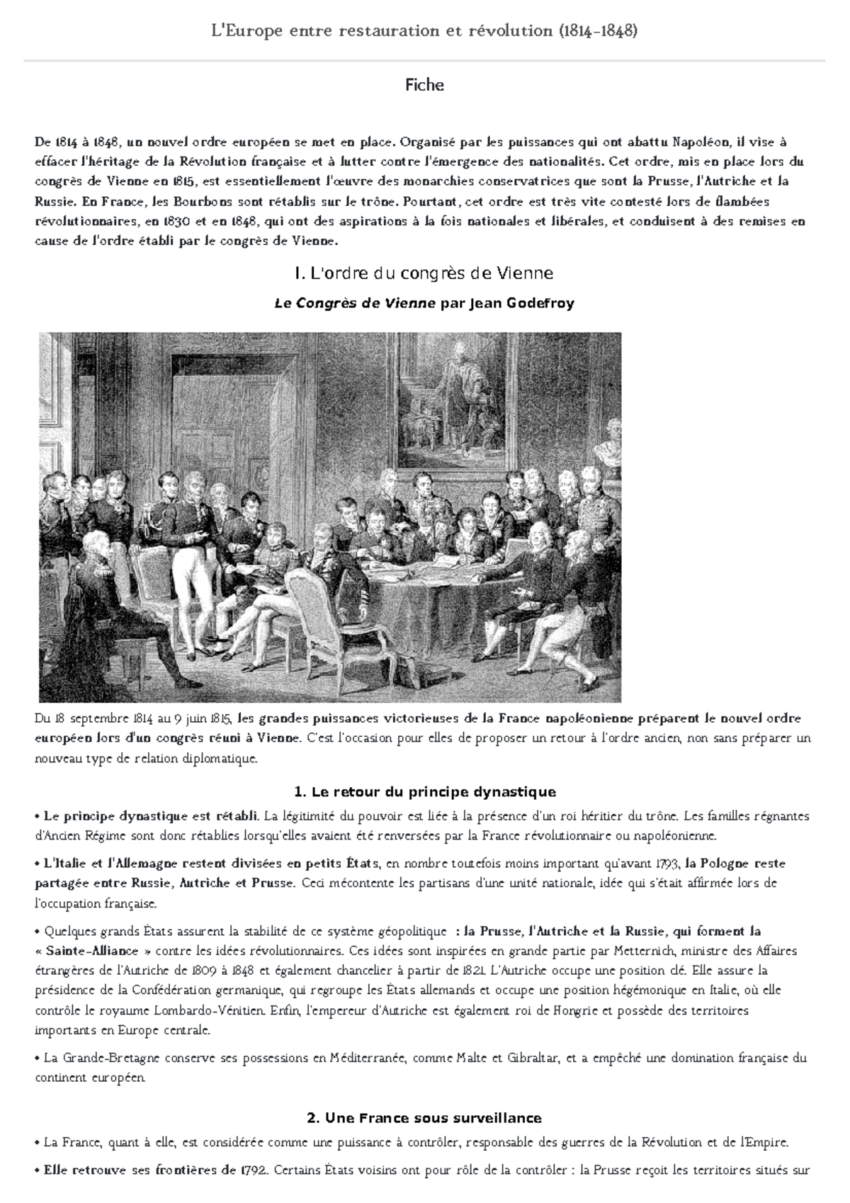 1re histoire l europe entre restauration et revolution 1814 1848 3 - L ...