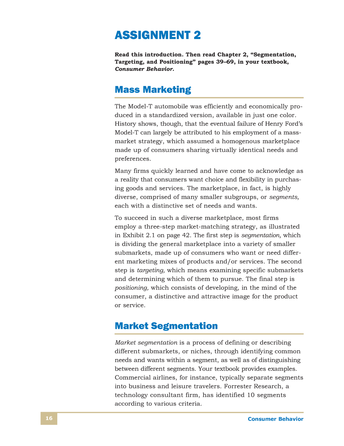 assignment 2 market segmentation memo