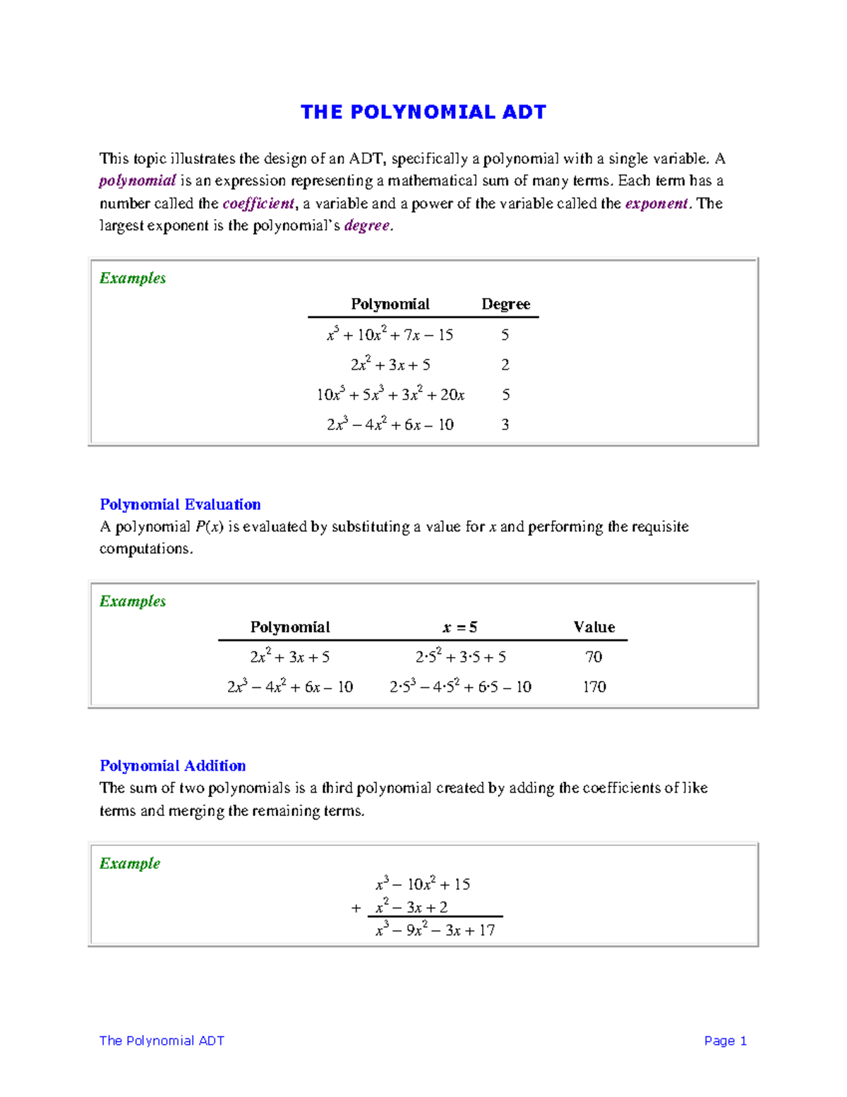 07polynomialadt - Polynomial in Data structure - The Polynomial ADT ...