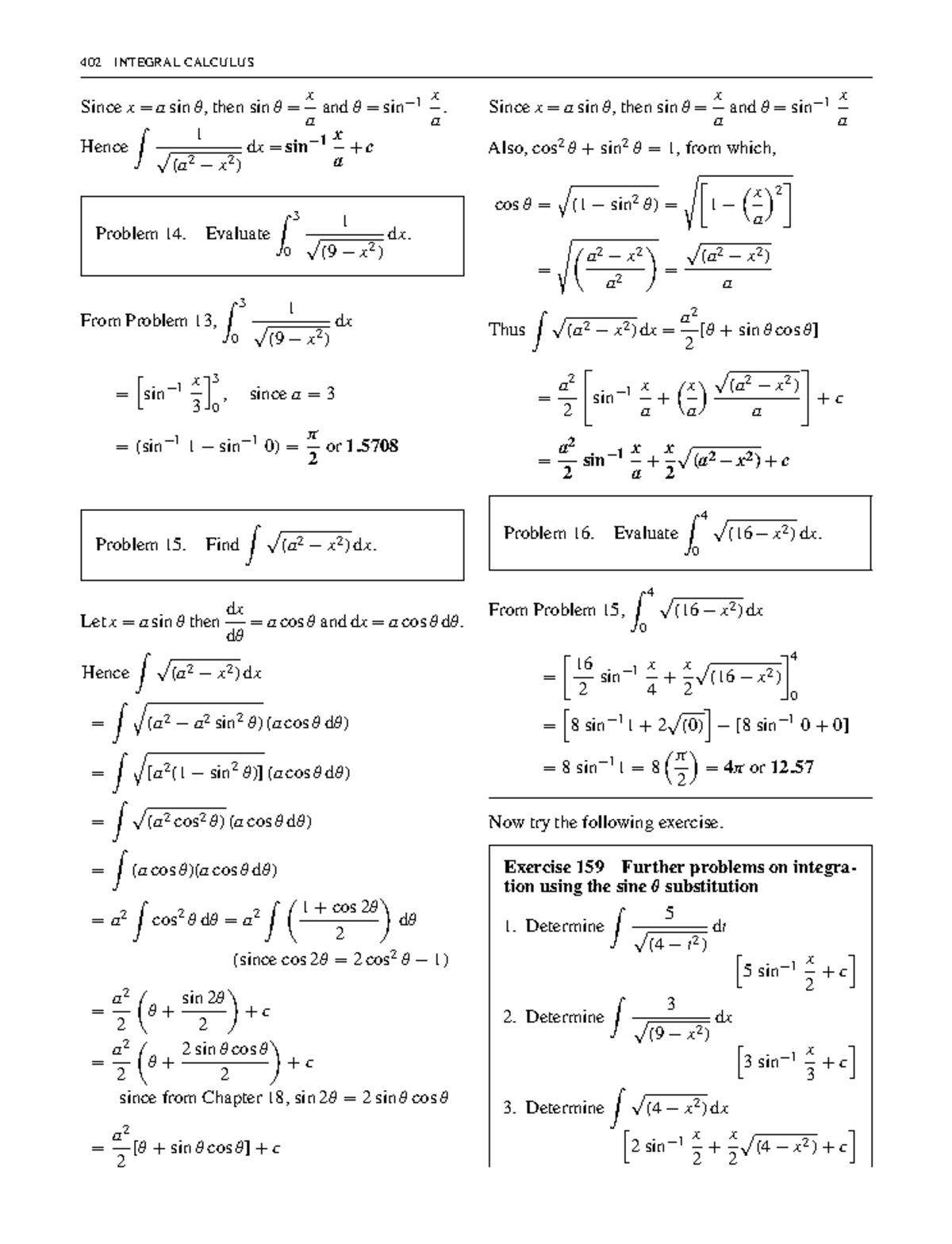 Bird higher engineering mathematics 43 - 402 INTEGRAL CALCULUS Since x ...