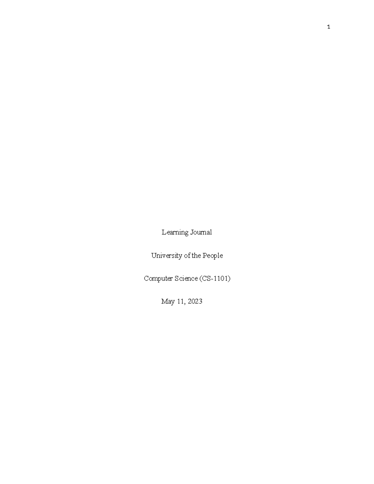 Unit-6 Learning Journal - Learning Journal University of the People ...