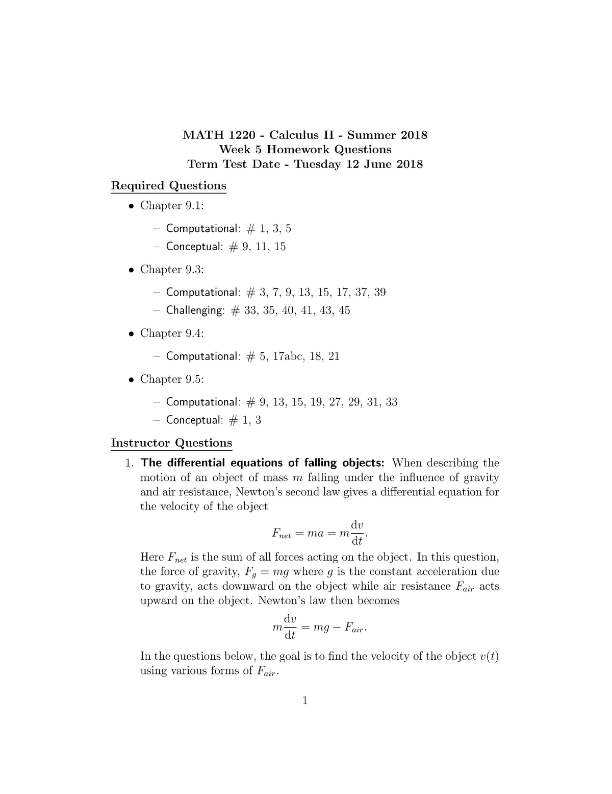 MATH 1220-S2018-Week05HW - MATH 1220 - Calculus II - Summer 2018 Week 5 ...