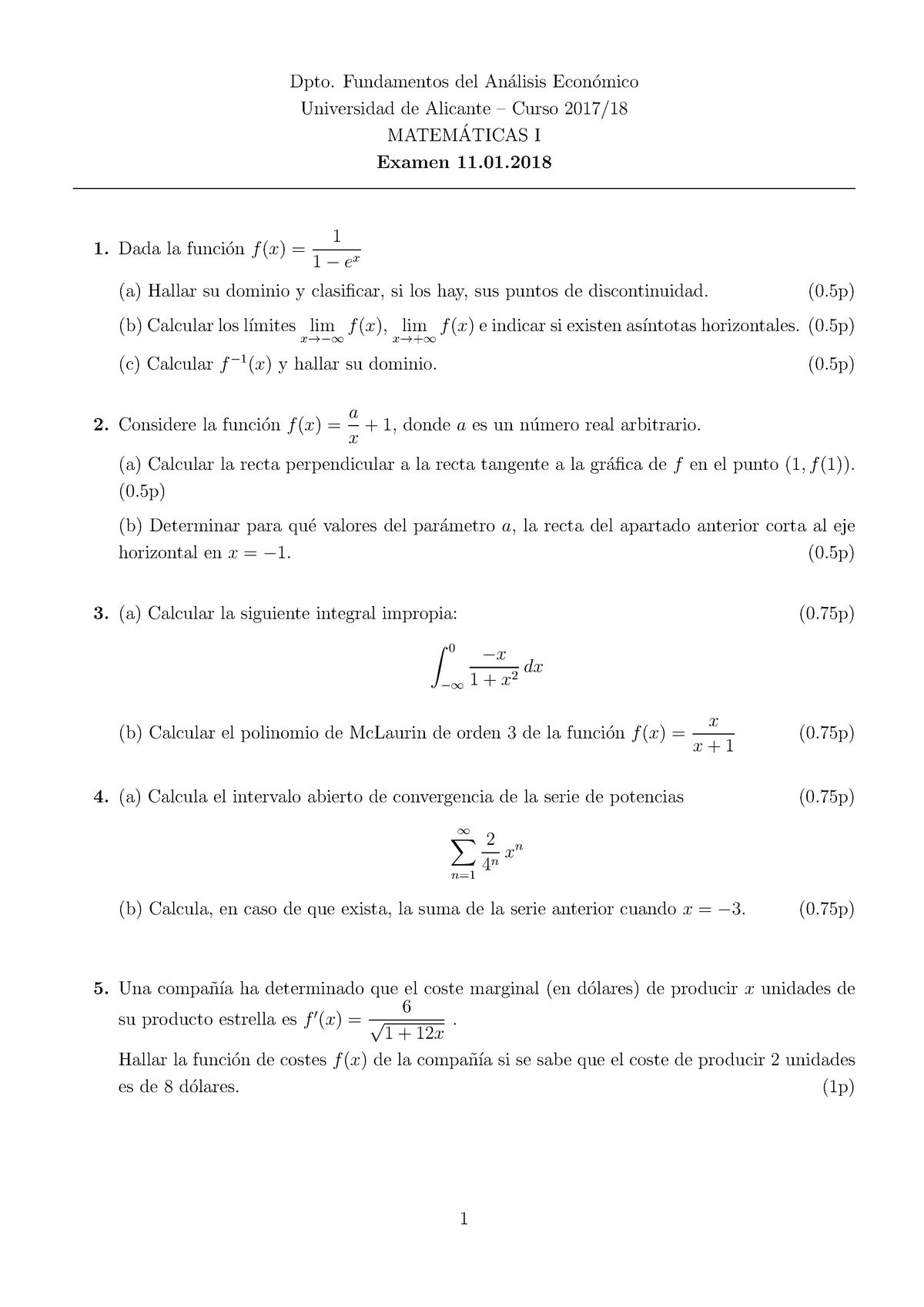 Examen 15 Enero, Preguntas Y Respuestas - Dpto. Fundamentos Del An ...