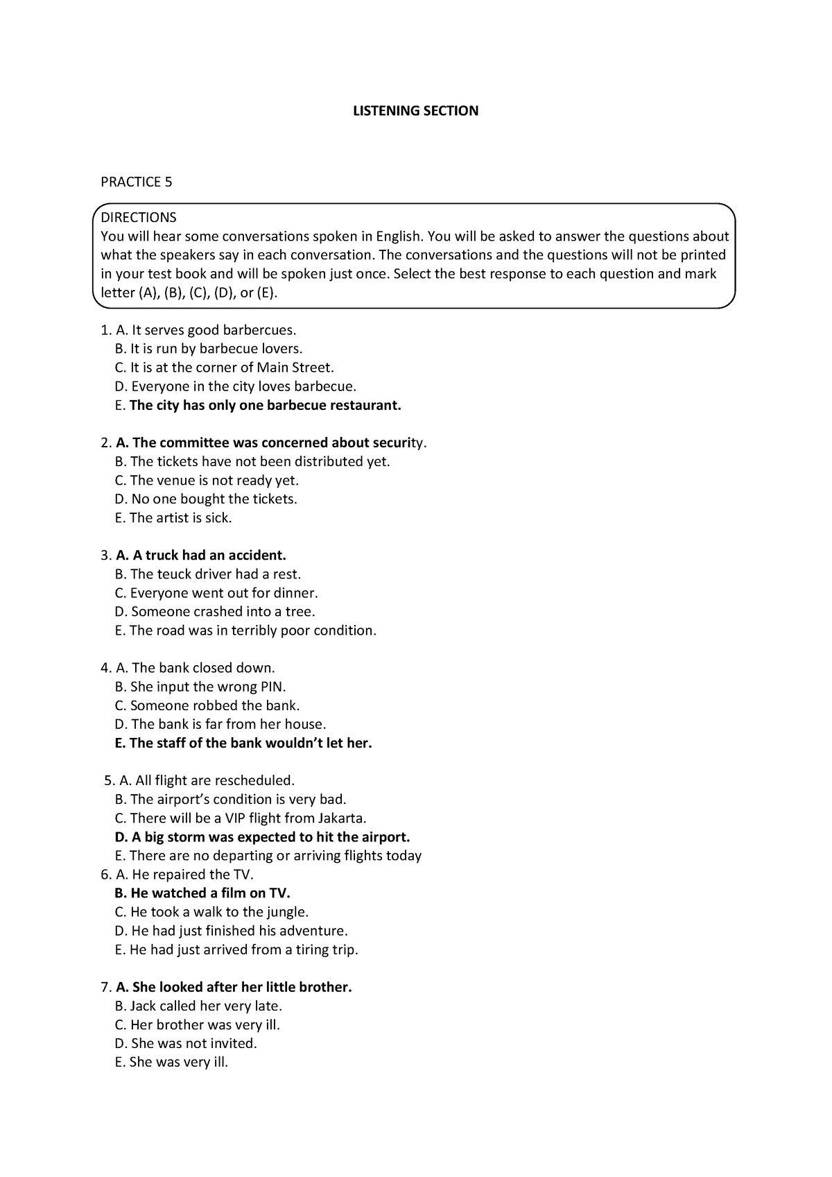 Bahasa Inggris Listening Section - LISTENING SECTION PRACTICE 5 ...