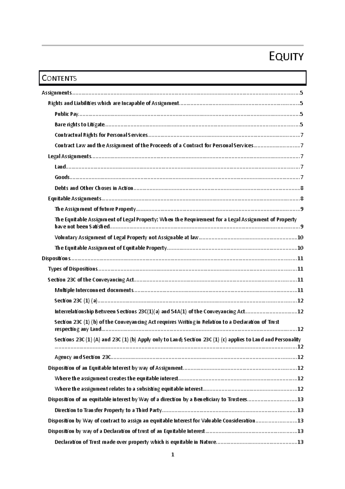 [Full Document] Equity- Notes for exam final - EQUITY CONTENTS - Studocu