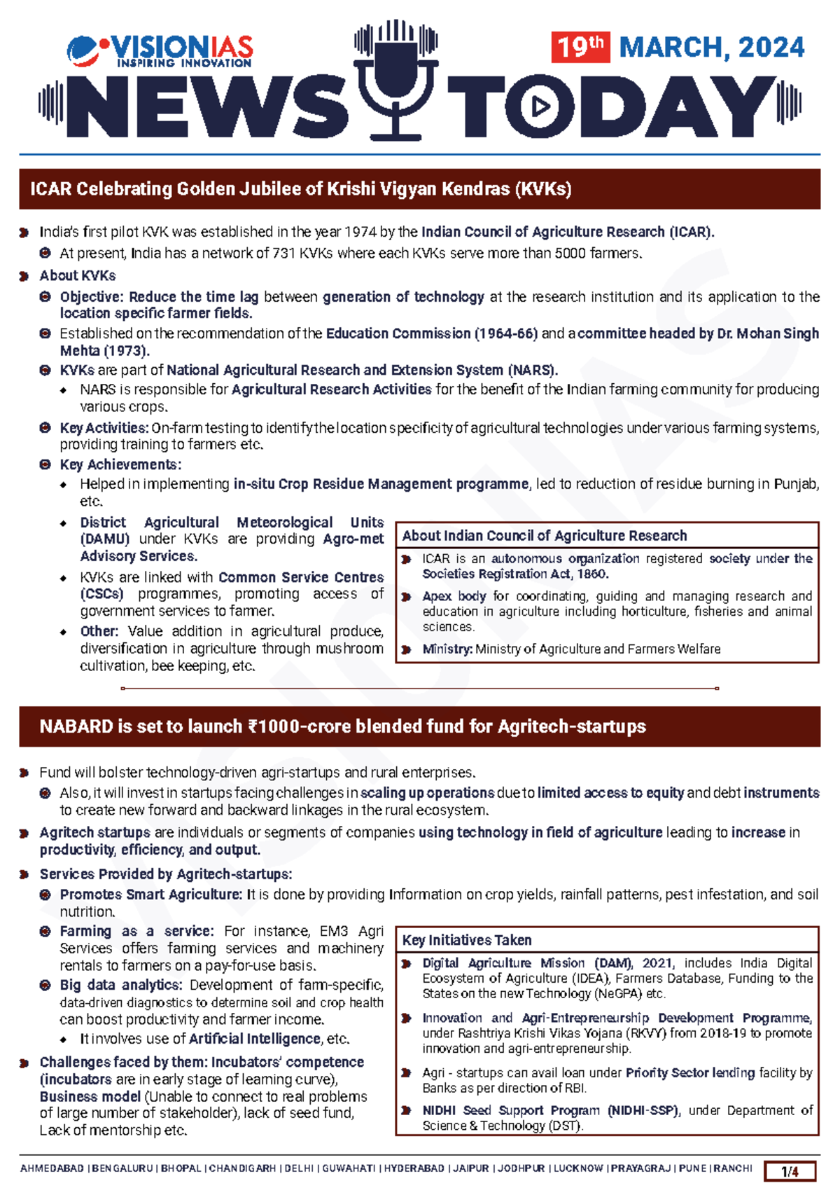 Vision IAS Daily Current Affairs 19 March 2024 - Fund will bolster ...