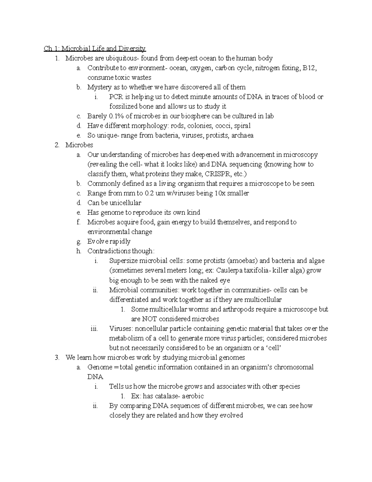 Microbiology Exam 1 Chapter Walkthrough - Ch 1: Microbial Life And ...