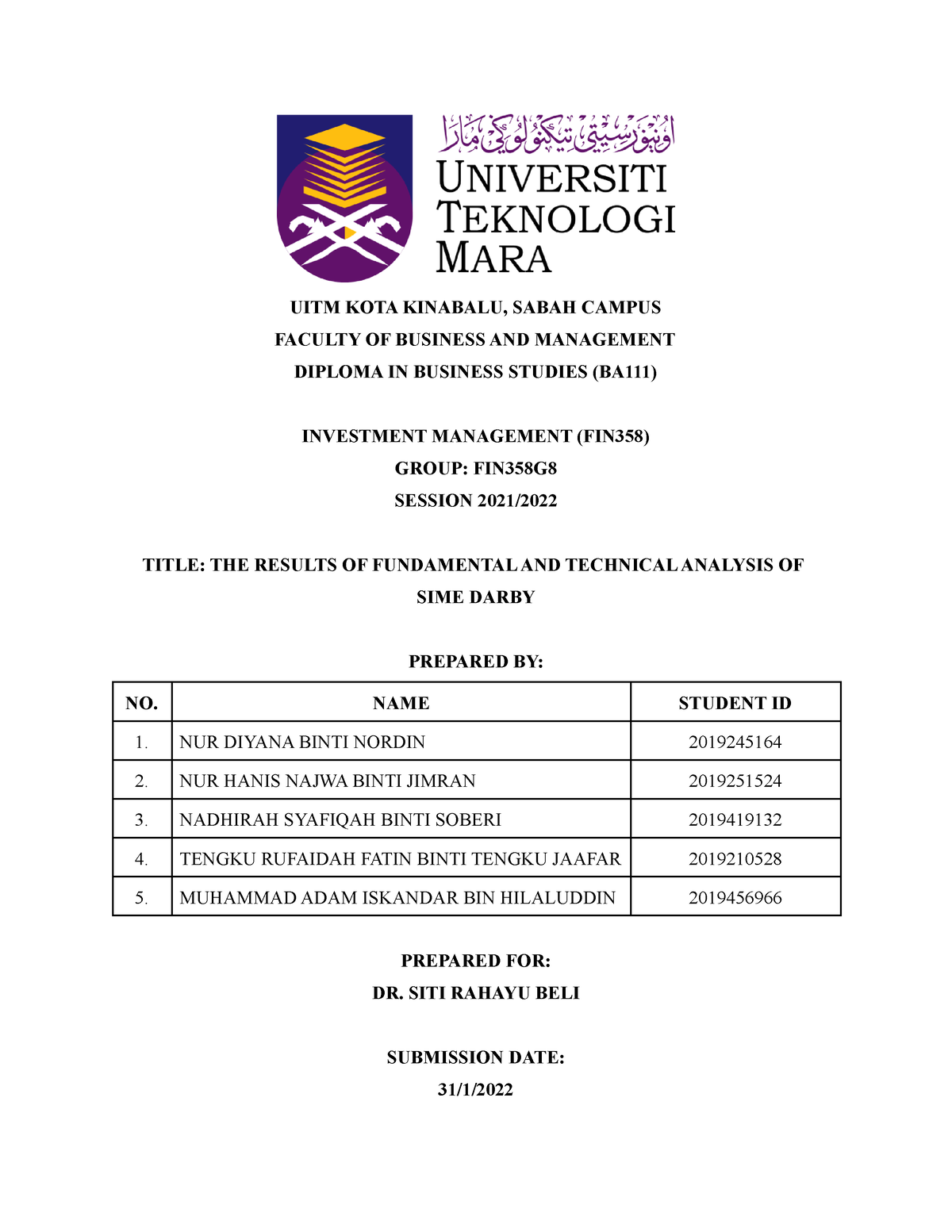 fin358 group assignment