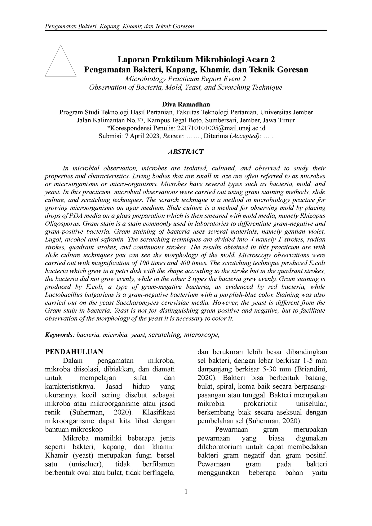 Acara 2 Mikrobiologi - Laporan Praktikum Mikrobiologi Acara 2 ...