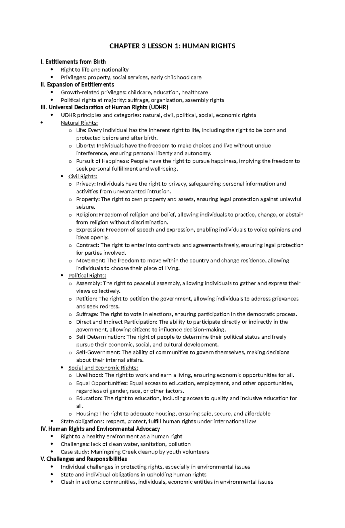 Chapter 3 Lesson 1 Human Rights - CHAPTER 3 LESSON 1: HUMAN RIGHTS I ...