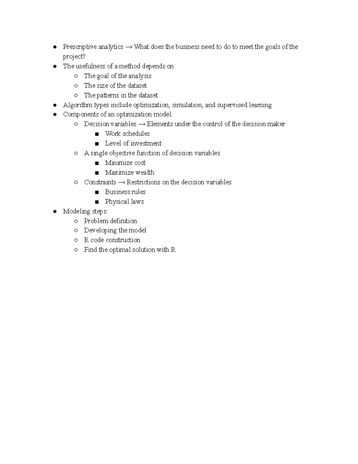 K353 Data Mining and Optimization Techniques - Prescriptive analytics → ...