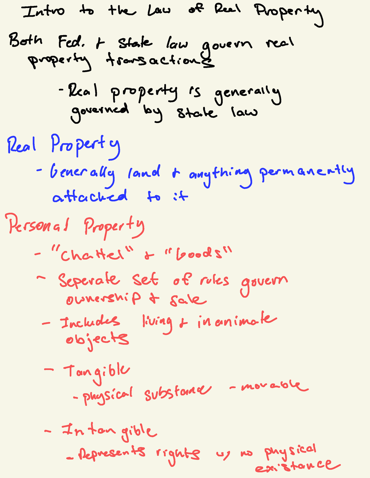 Ch. 1 - Intro To Real Property Notes - Intro To The Law Of Real ...