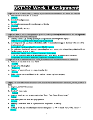 Week2 Assignment-1 - Assignment 2 - BST 322 Week 2 Assignment 1. (1 Pt ...