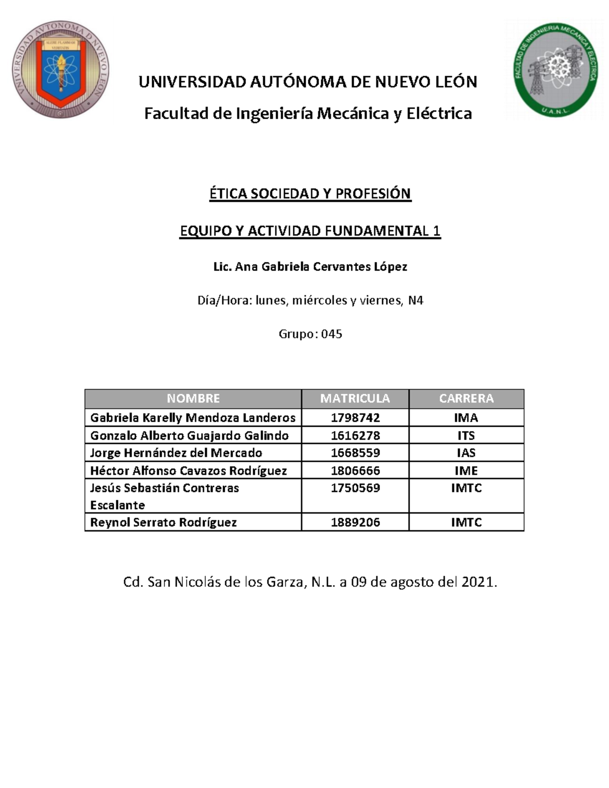 Equipo Y Actividad Fundamental 1 - UNIVERSIDAD AUTÓNOMA DE NUEVO LEÓN ...